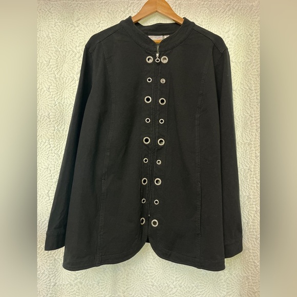 Dream Jeannes Quacker Factory Jacket Size 3X Black Rhinestones QVC Fall‎ Comfy - Picture 3 of 16